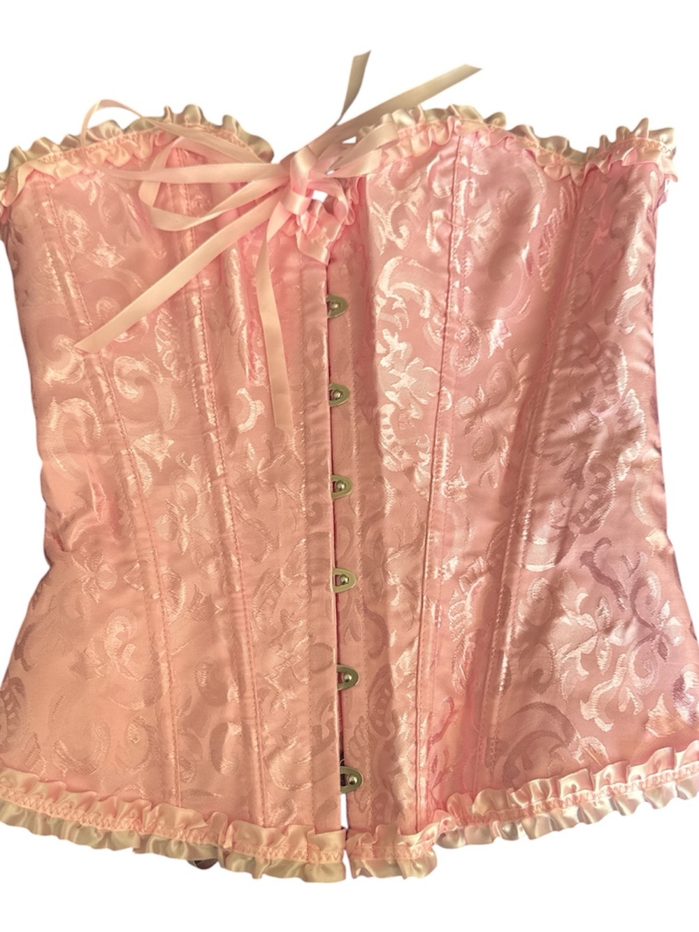 Pink Lace-Up Satin Corset Bustier - Picture 2 of 3